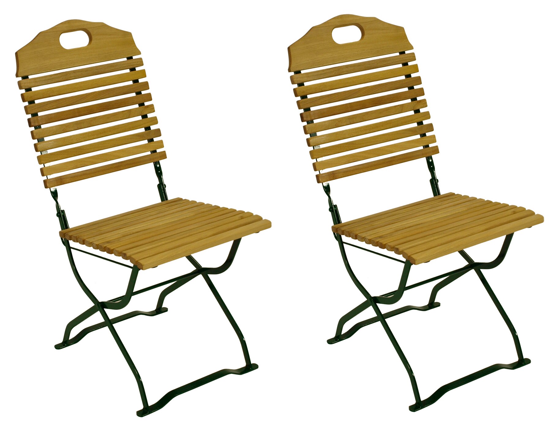 DEGAMO Kurgarten - Garnitur BAD TÖLZ 3-teilig (2x Stuhl, 1x Tisch 77cm rund), Flachstahl grün + Robinie, klappbar