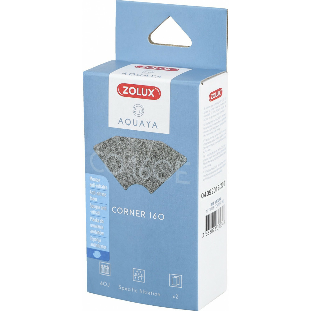 Filtre pour pompe corner 160, filtre co 160 e mousse anti-nitrates x 2 pour