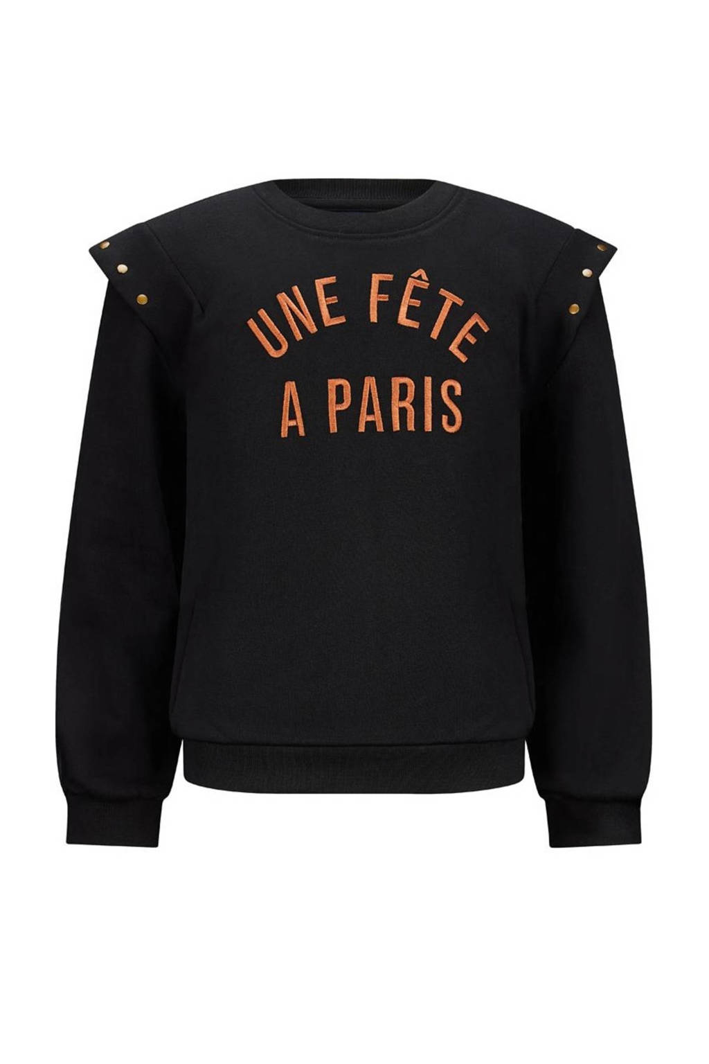 Retour Jeans sweater Yarissa zwart/oranje