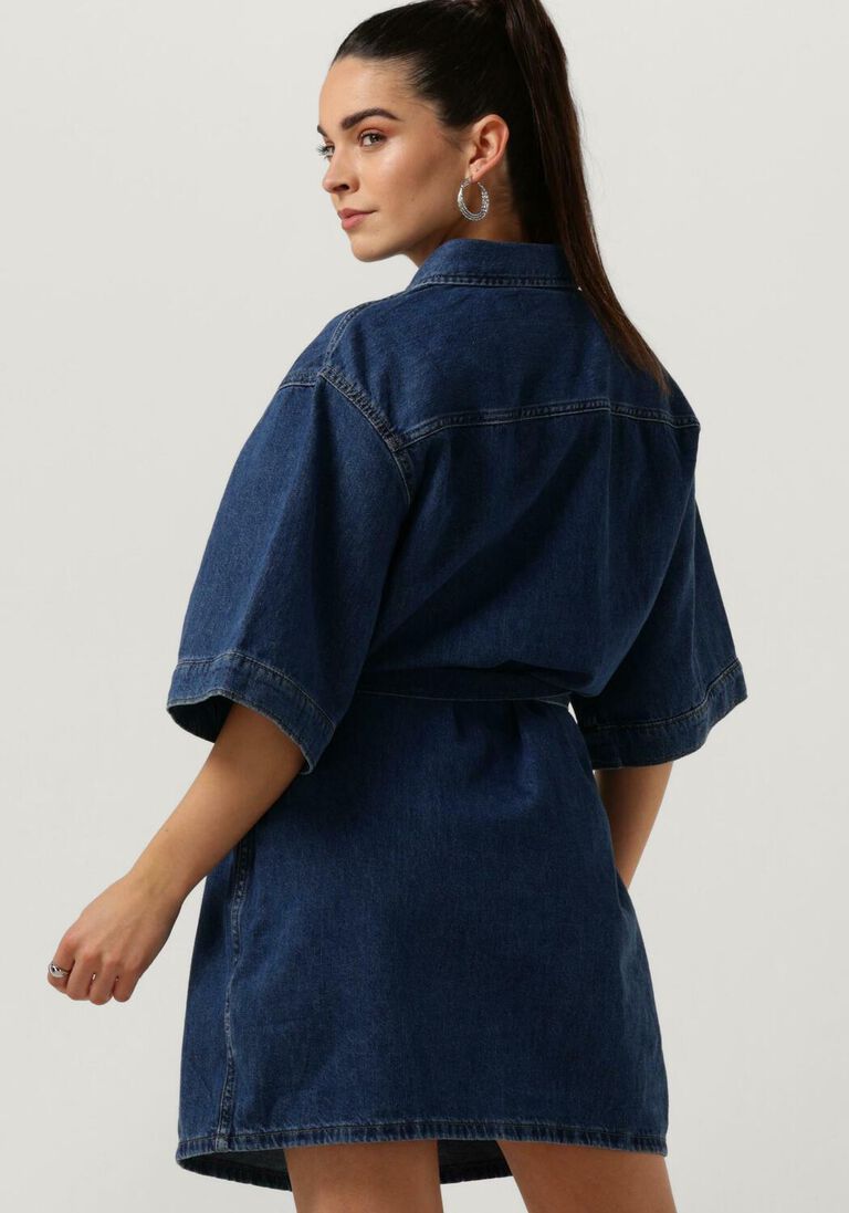 CALVIN KLEIN blauwe calvin klein mini jurk boxy belted shirt dress