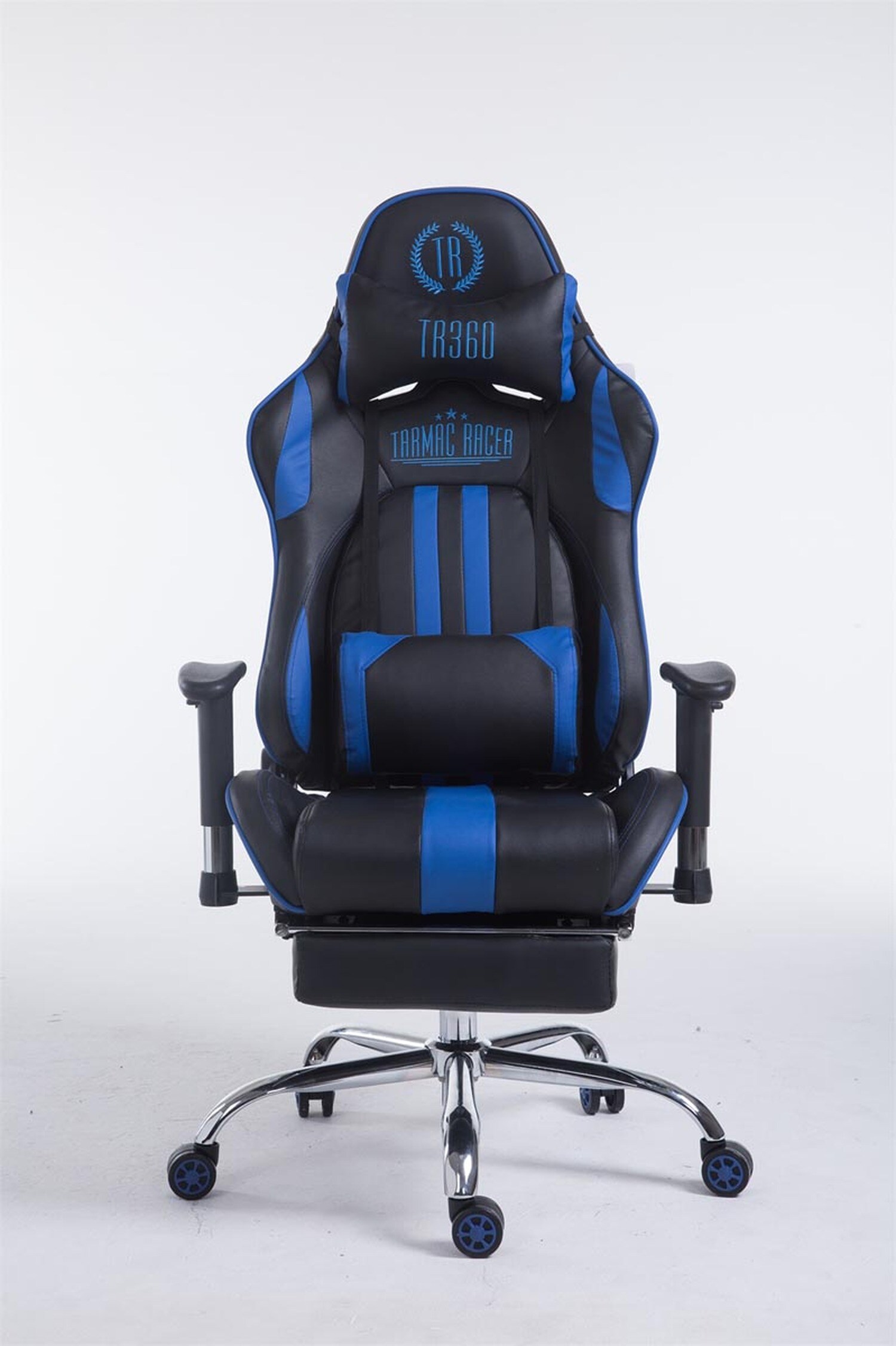 TPFLiving Racing Bürostuhl Limitless mit FußablageSchwarz/Blau