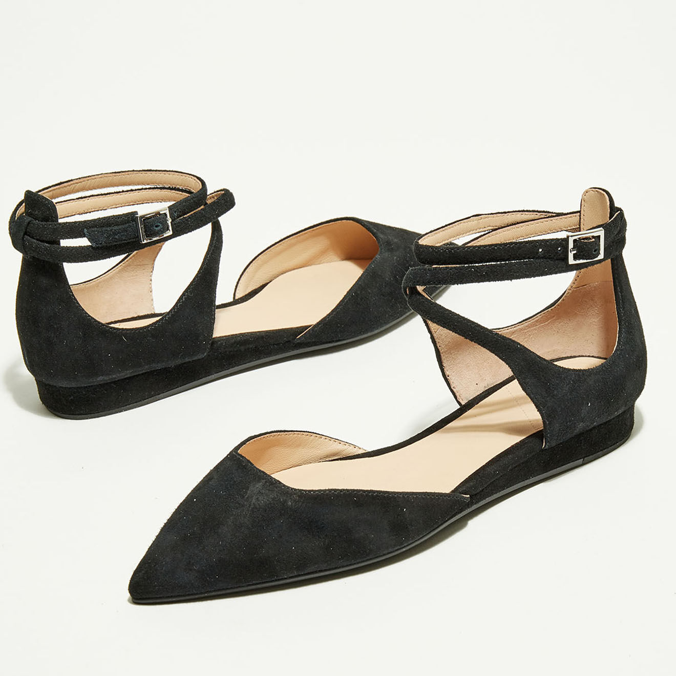 What For Ballerines en Velours de Cuir Edith noires