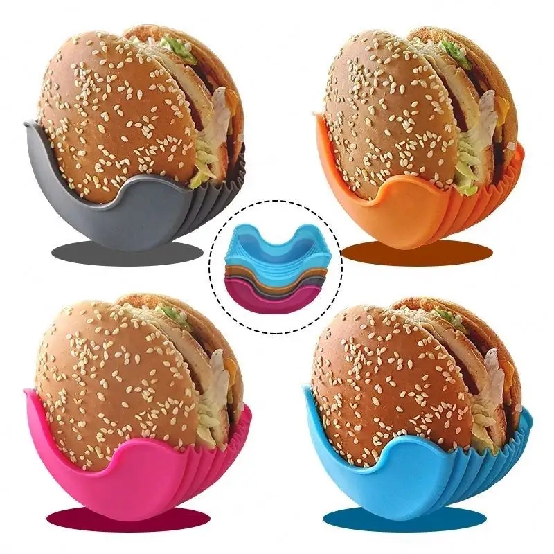 Silikon Burger Halter Wiederverwendbare Sandwich Box Hamburger Halterung - Grau