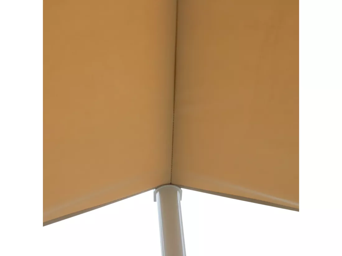 Store double pente manuel rétractable inclinaison réglable métal époxy blanc polyester imperméabilisé anti-UV beige dim. 3,95L x 2,98l x 2,55H m