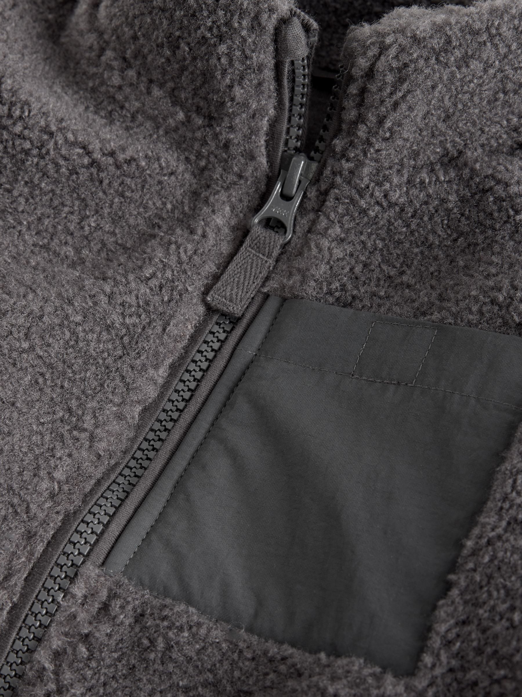 Antraciet - Effen fleece met rits en trechterhals (3mnd-7jr)