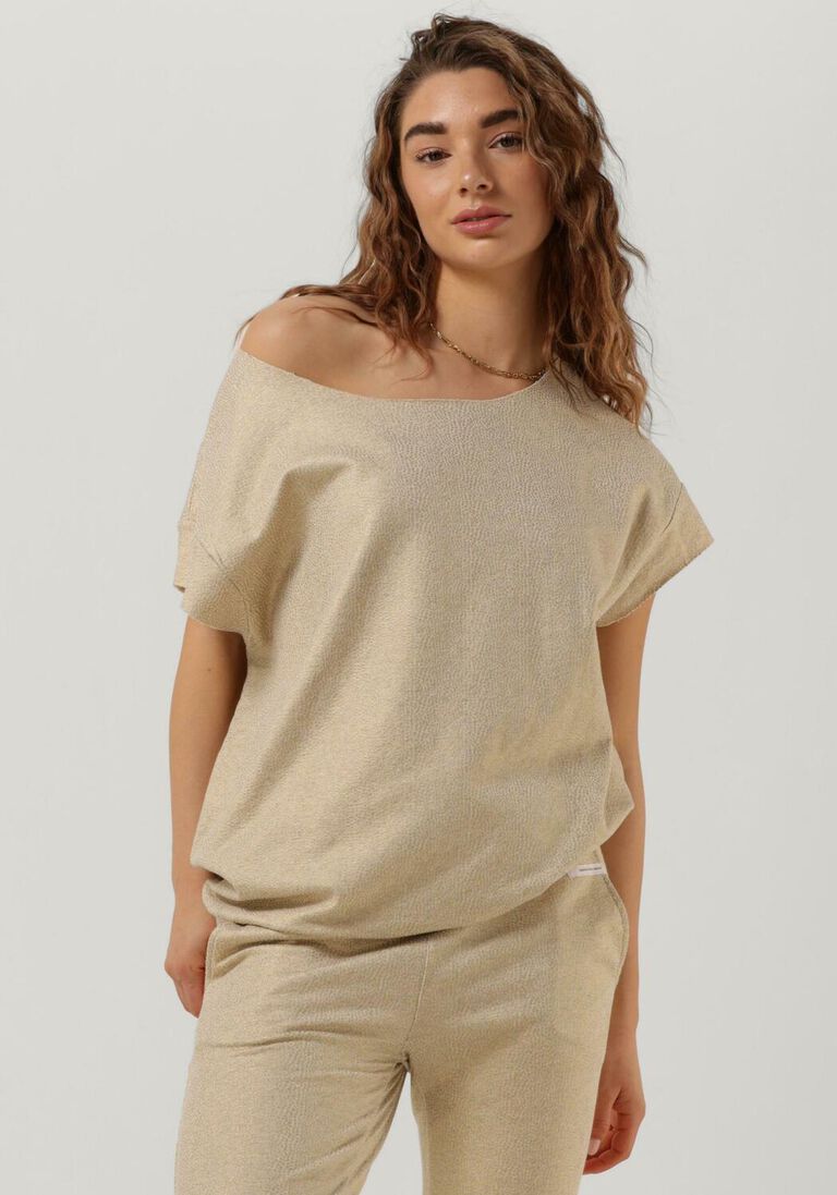 10DAYS beige 10days top short sleeve sweater foil
