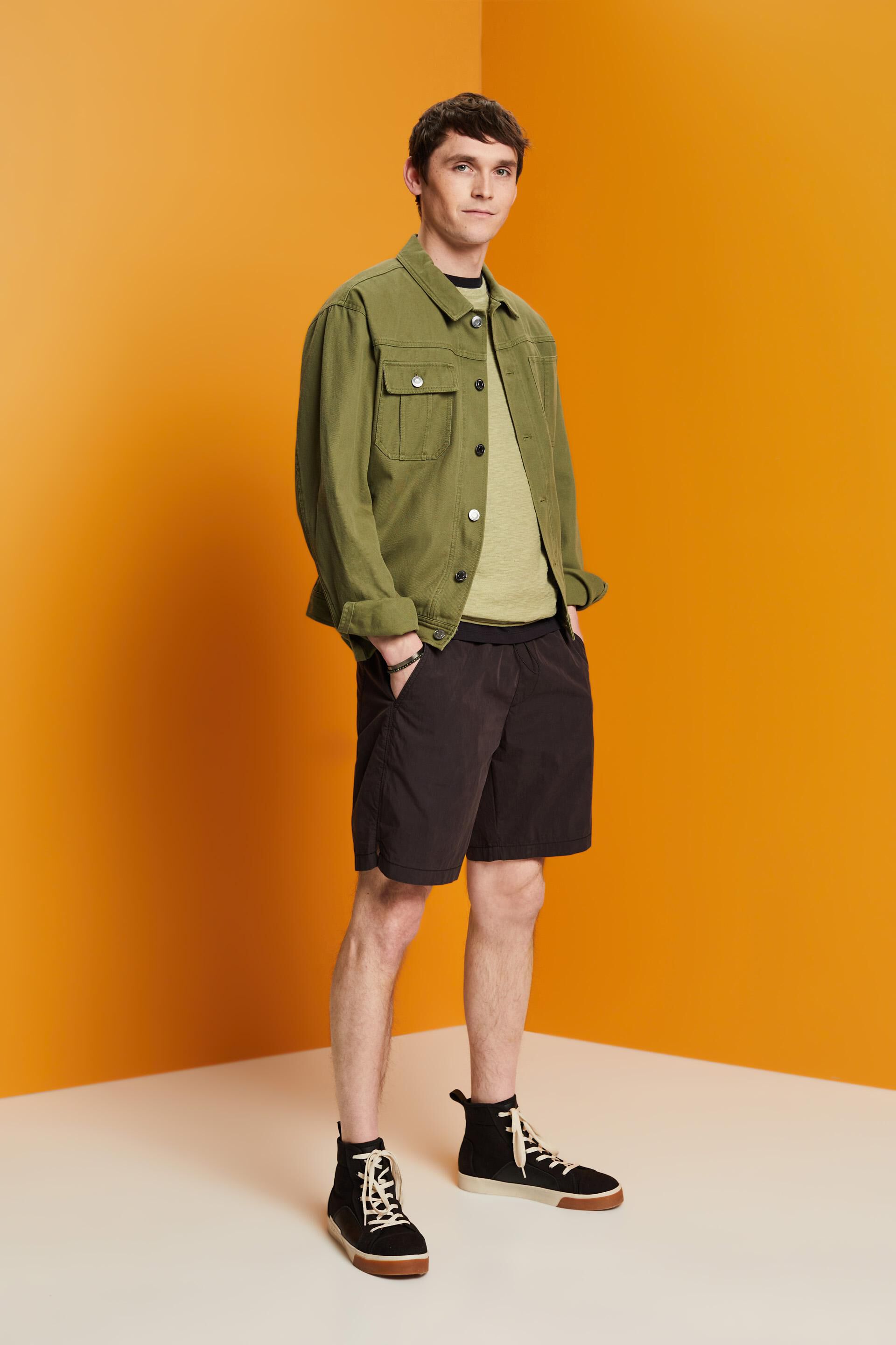 Pull-over à manches courtes, mélange de coton et de lin