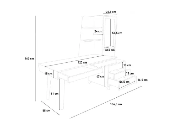 Bureau design moderne 120x55 cm rangement BFARX