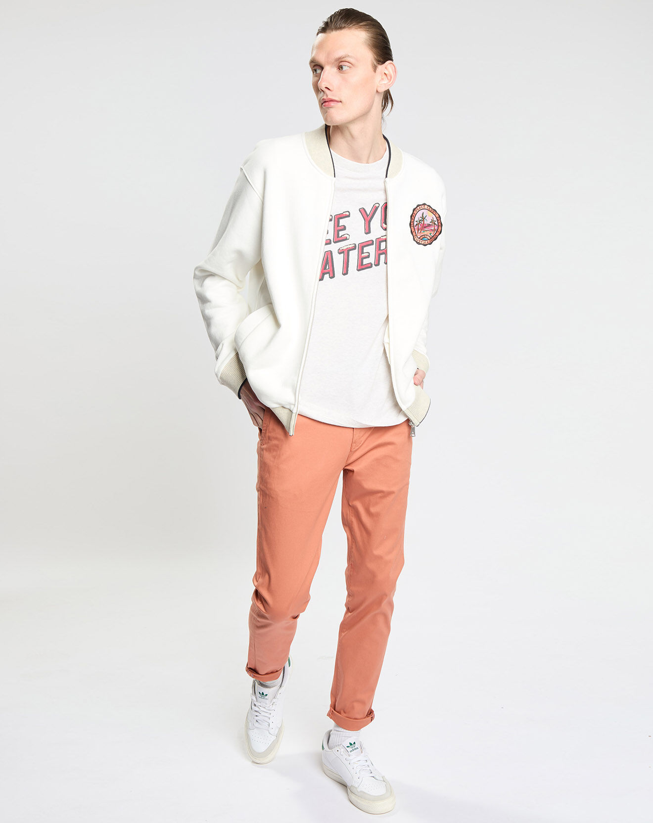 Scotch & Soda Pantalon Chino Super Slim Fit en Coton Bio mélangé Stretch brique