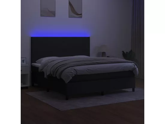Sommier tapissier avec matelas et LED Noir 160x200 cm Tissu