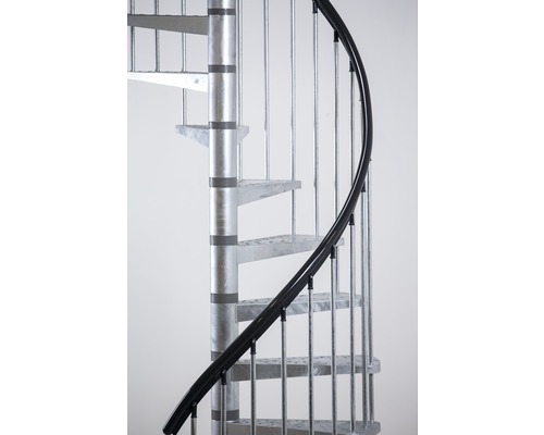 Wenteltrap Pertura Sania, geperforeerde plaat, thermisch verzinkt, Ø 155 cm, grijs, 13 treden, 14 stootborden