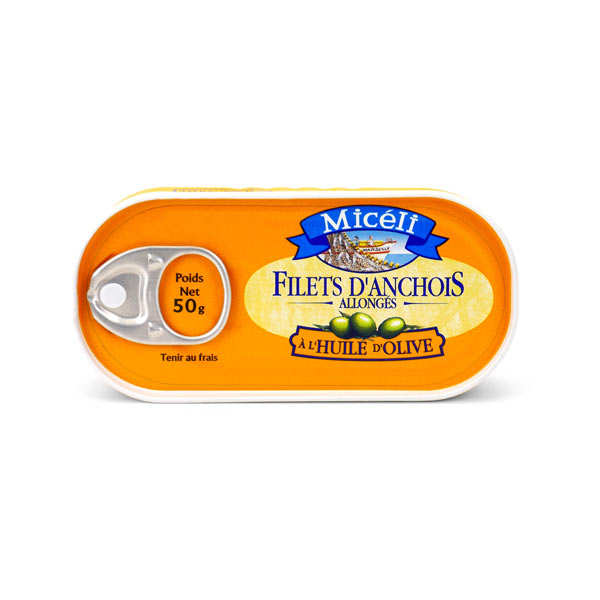 Filets d'anchois allongés à l'huile d'olive