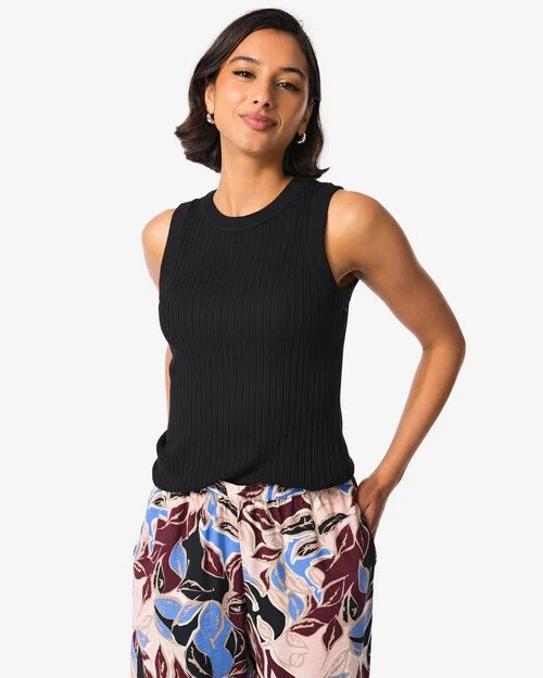 débardeur côtelé Frida femme  noir