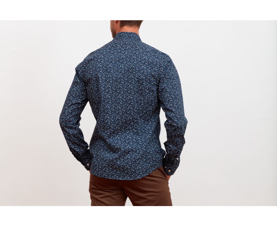 Chemise marine imprimée motif bleu - MÉDÉRIC