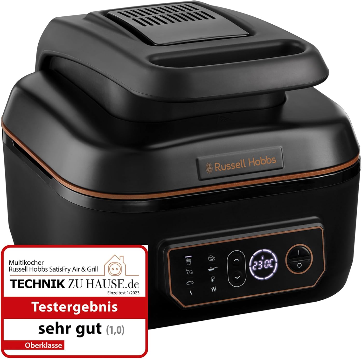 Russell Hobbs Heißluftfritteuse XL 5,5 l [Air Fryer/Grill/Multikocher] Rapid Air (spülmaschinenfest, Ober-&Unterhitze, kein Schütteln mehr, Slow Cooker, Backen, TK Pizza Ø 30cm) SatisFry 26520-56