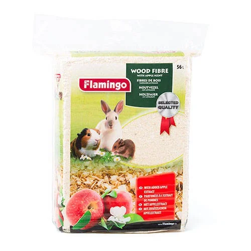 Forro de serragem com aroma de maçã-flamingo para roedores