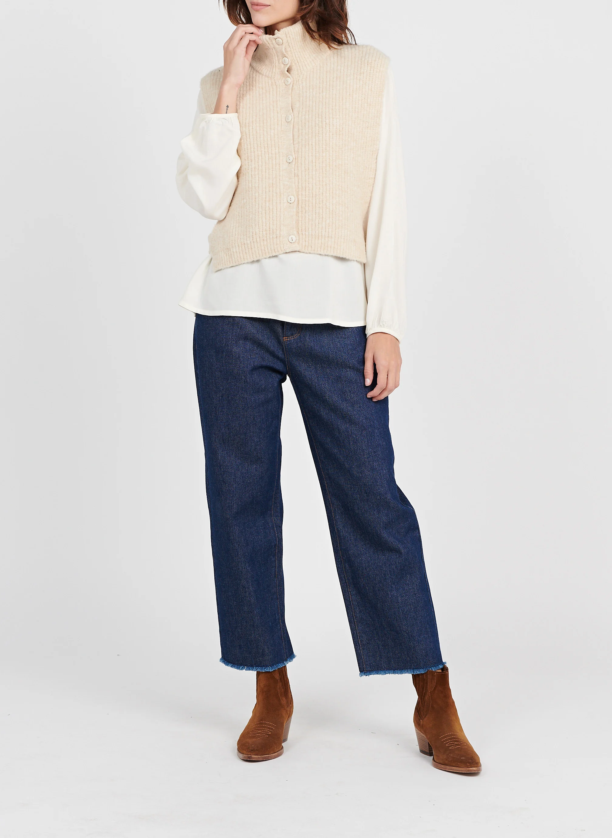 Jean droit cropped | Bleu