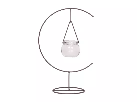 Photophore bougie bougeoir Noël métal verre gris 34cm