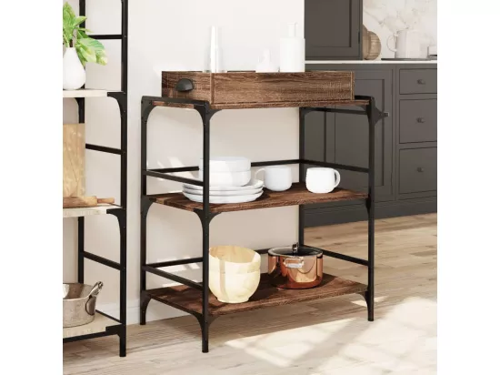 Chariot de cuisine chêne marron 81,5x41x92,5 cm bois ingénierie