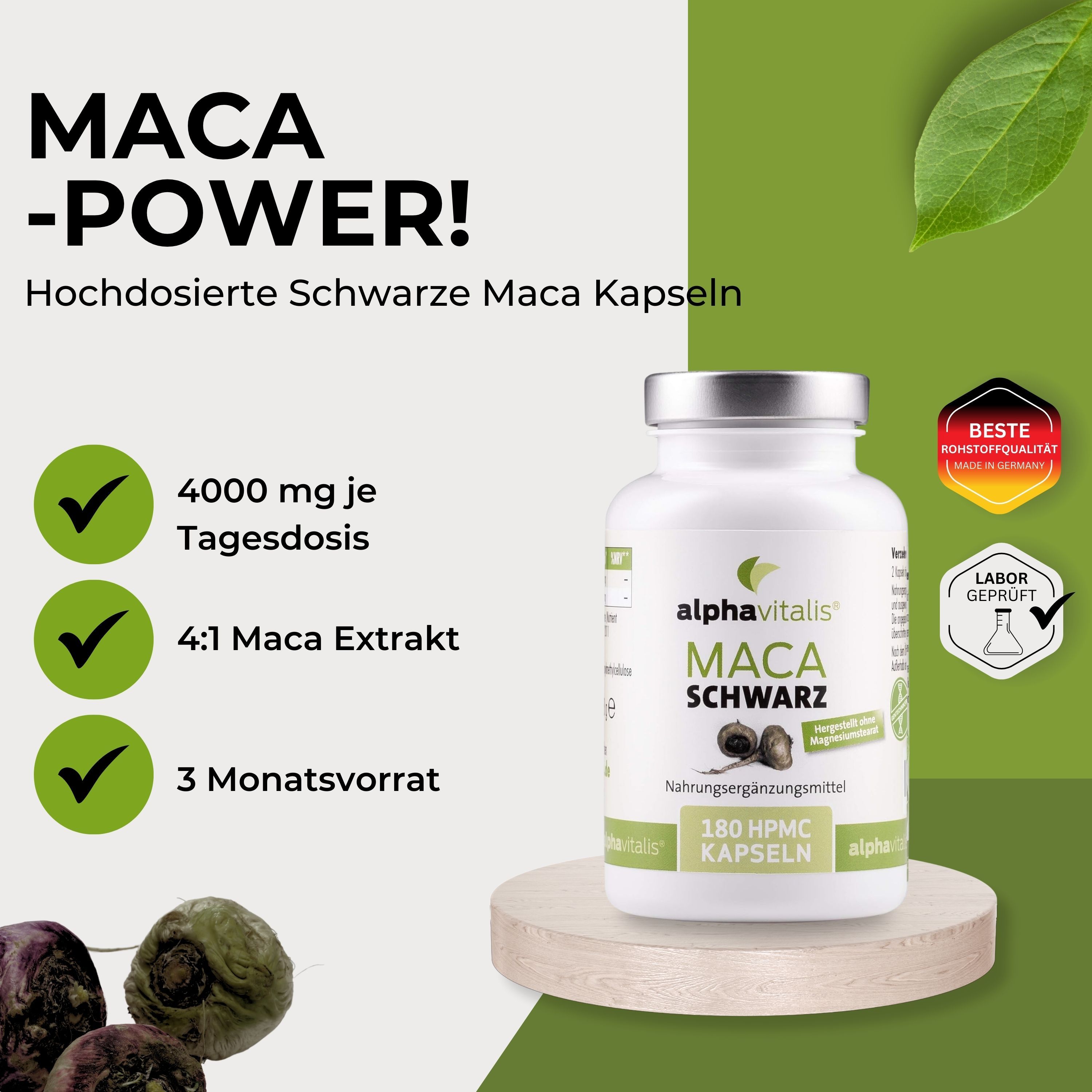 Alphavitalis® Maca Kapseln aus schwarzem Maca