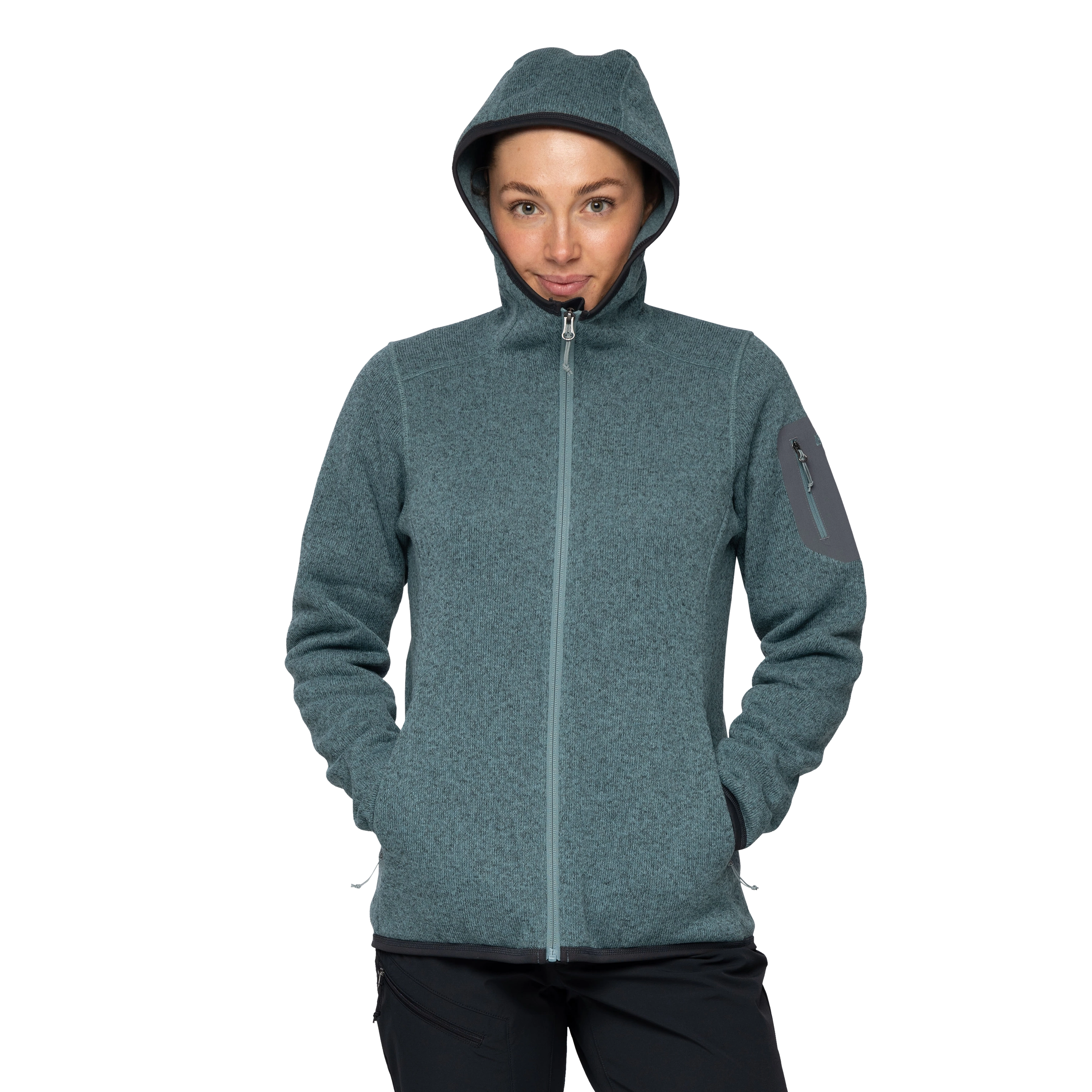 Kamphaug Knitted W Hoodie Grey Sage
