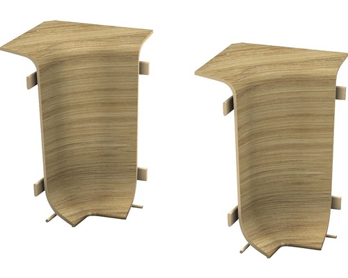 Binnenhoeken voor het vastklemmen van plinten met kabelgoot, rustiek eiken, 50 mm