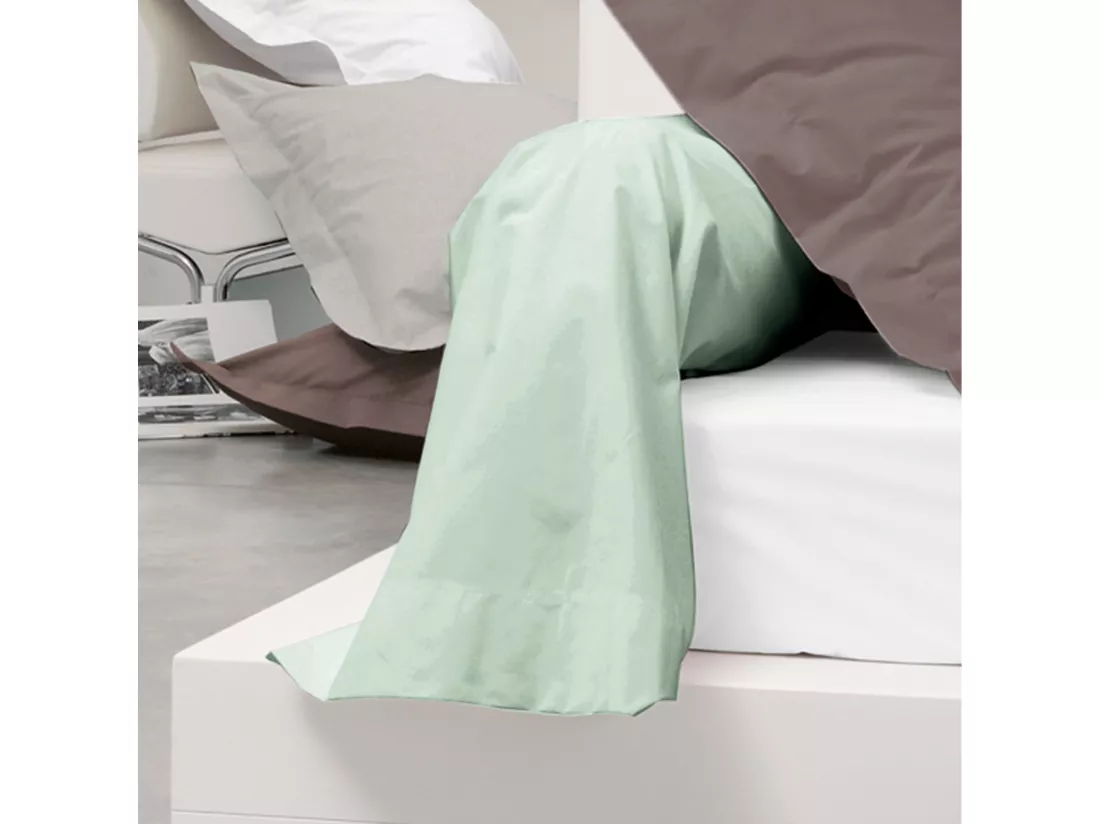 Taie de traversin uni 140x43 cm coton ALTO vert fleur d'amandier