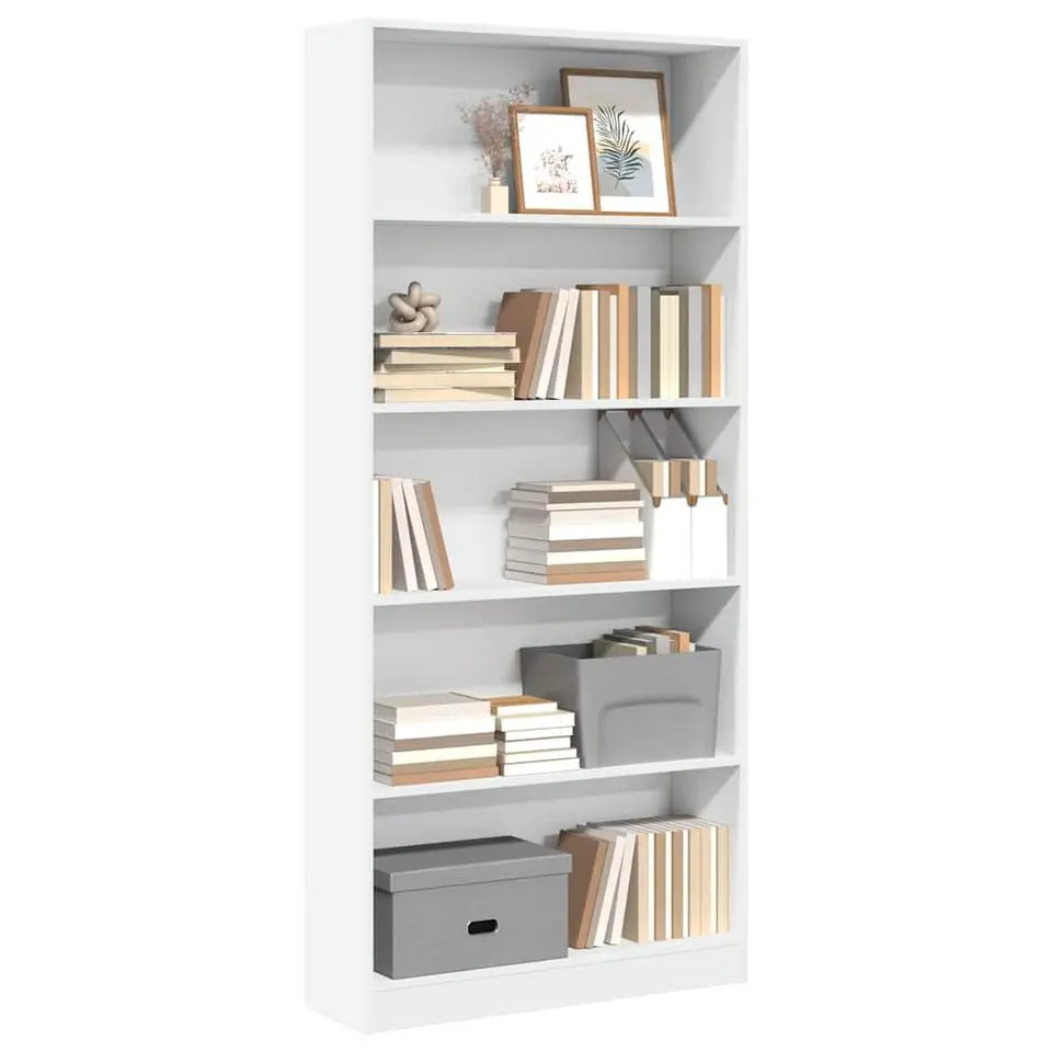vidaXL - Boekenkast met 5 vakken - Wit - Bewerkt hout - 80x24x176 cm