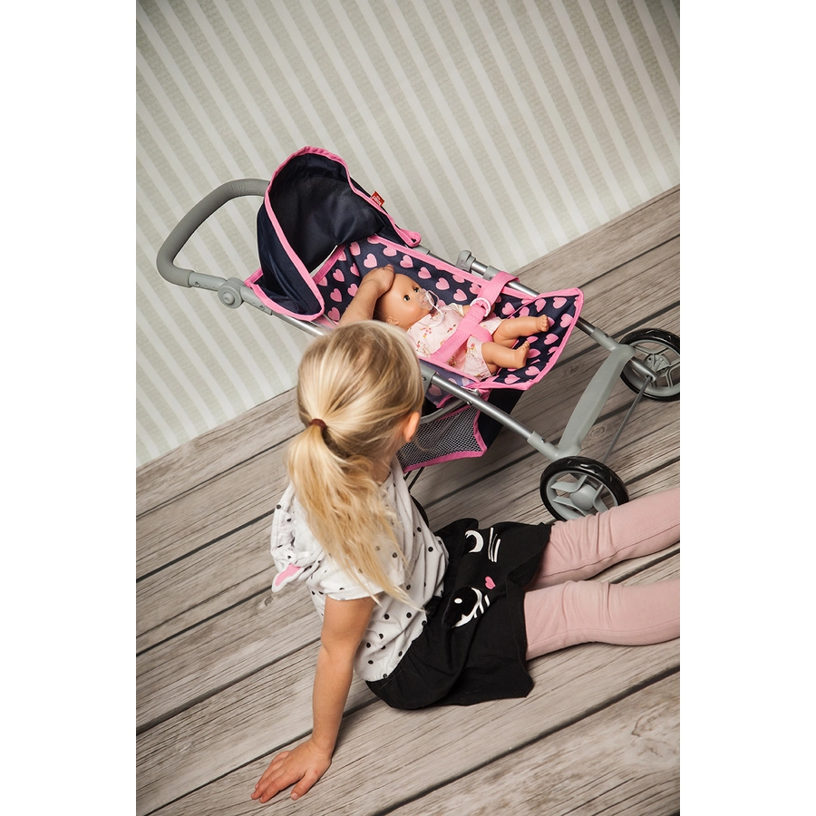 knorr toys® Puppenbuggy Liba - Pink Hearts blau