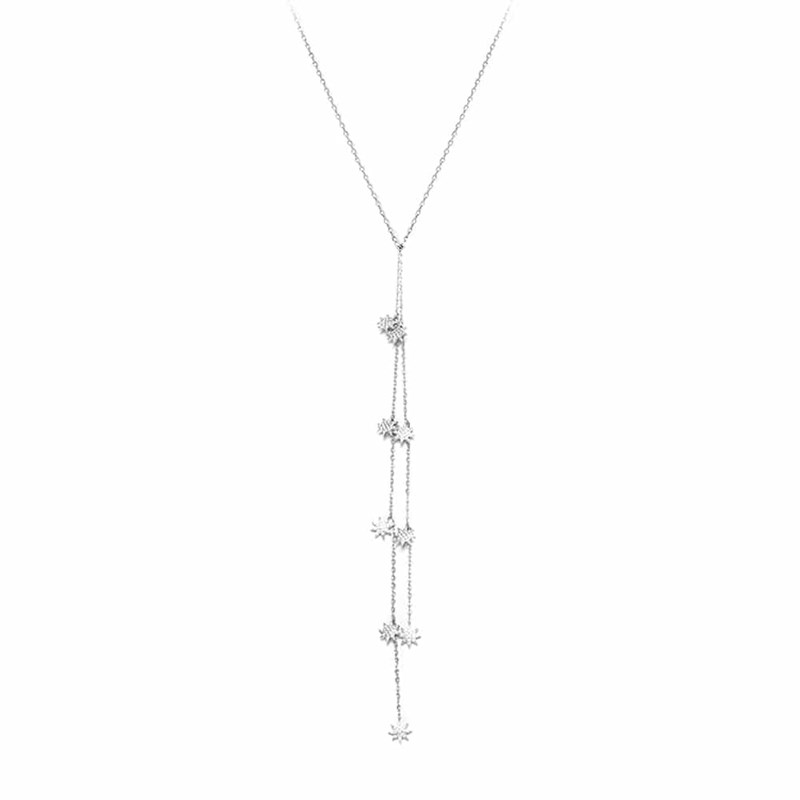 Collier Cravate Argent Forme étoiles Blanche