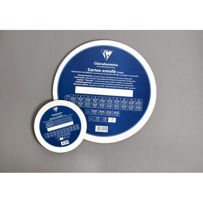 Prêt à peindre carton toilé Ø 20cm 3mm - Blanc