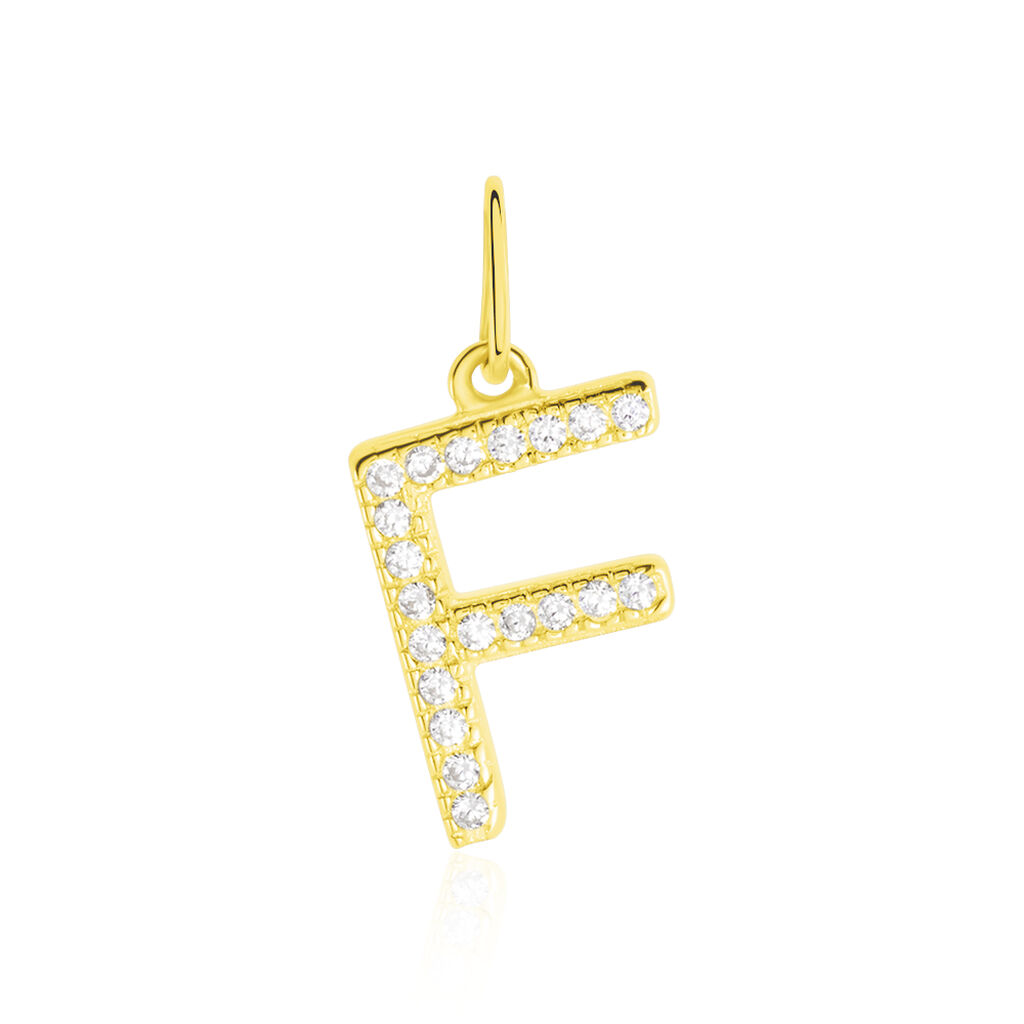 Pendentif Lettre F Or Jaune Oxyde