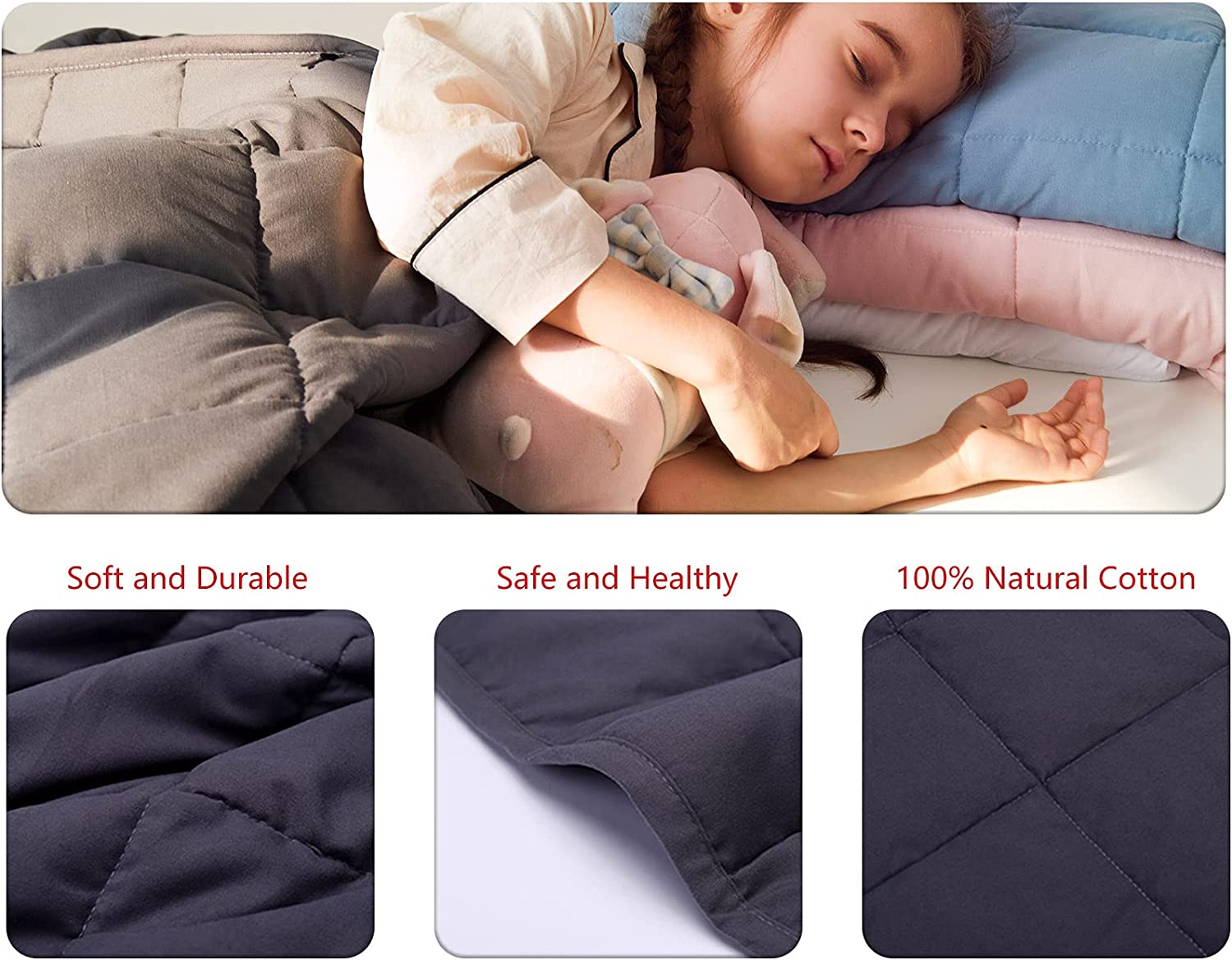 Heavy Blanket for Adult, Premium Cotton with Natural Glass Beads
