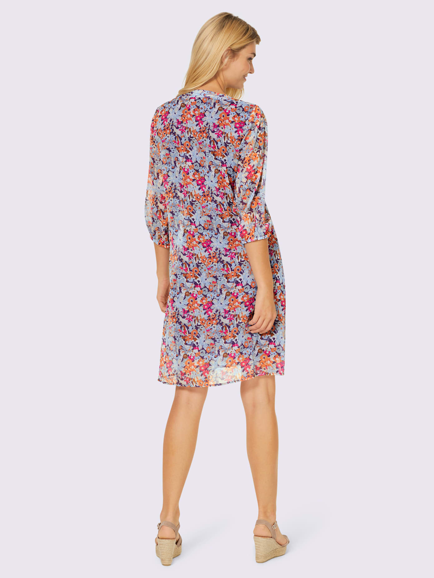 Robe imprimée qualité froissée, repassage superflu