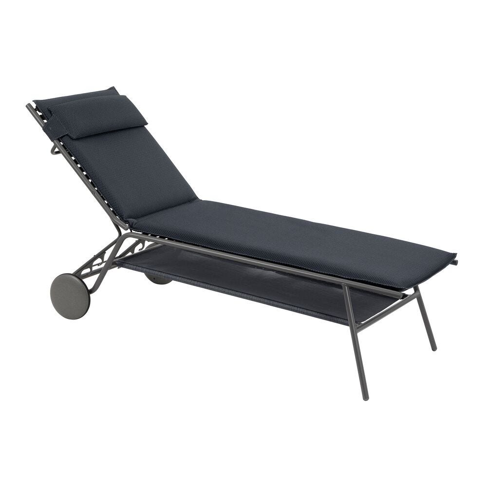 Hohe gepolsterte Sonnenliege Miami II BeComfort® Grau Dark Grey