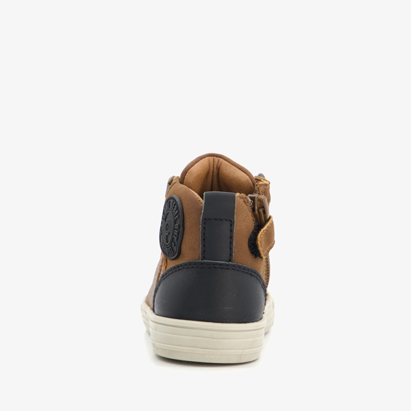 Braqeez hoge leren jongens sneakers cognac