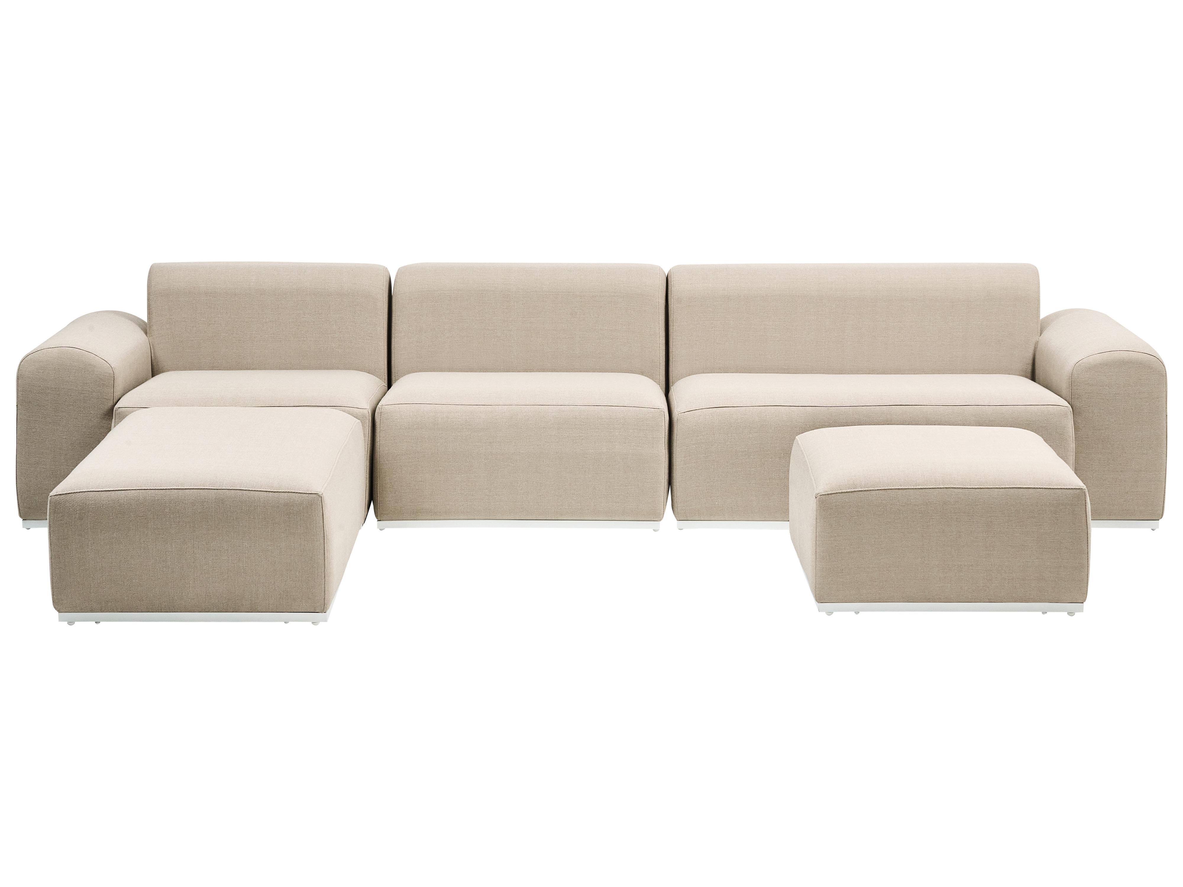 Tuin loungebank met ottomaan 7-zits BATTIFOLLO modulair Beige