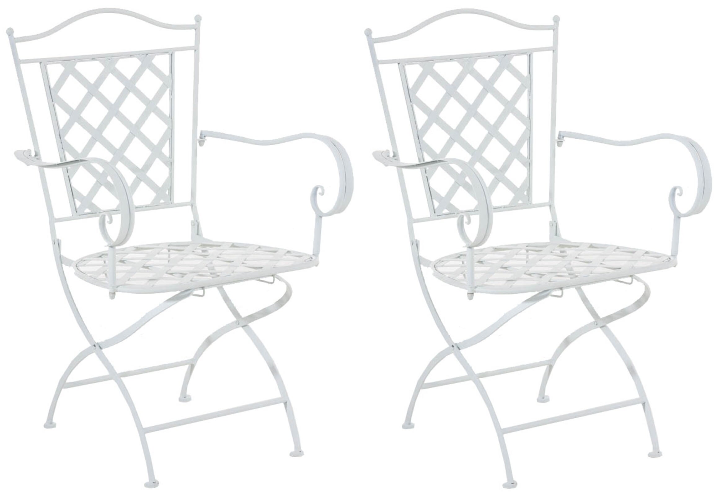 CLP 2er Set Eisenstühle Adara im Jugendstil I Outdoor-Stühle mit Armlehnen I Handgefertigte Gartenstühle aus Eisen