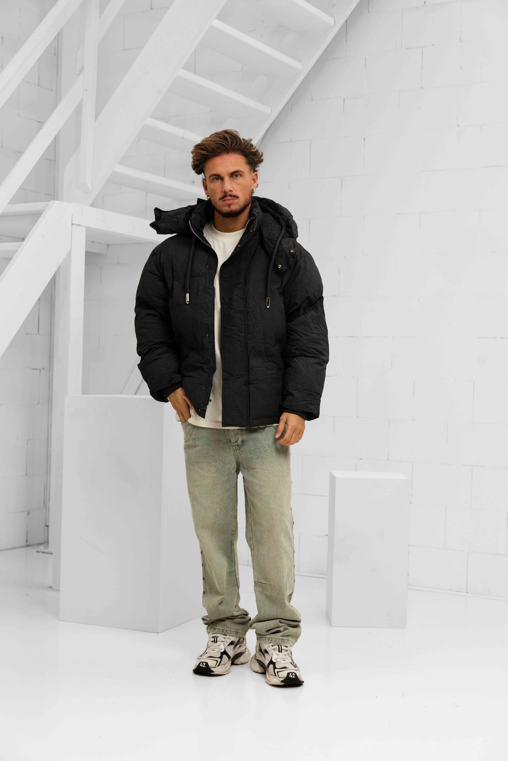 Project X Paris Quilted Winterjas Heren Donkergrijs
