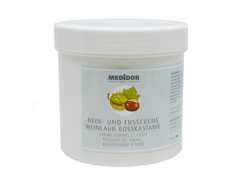 MEDiDOR Massagecrème Weinlaub Rosskastanie 250 ml Bein- und Fusscreme für die Venenpflege von aussen