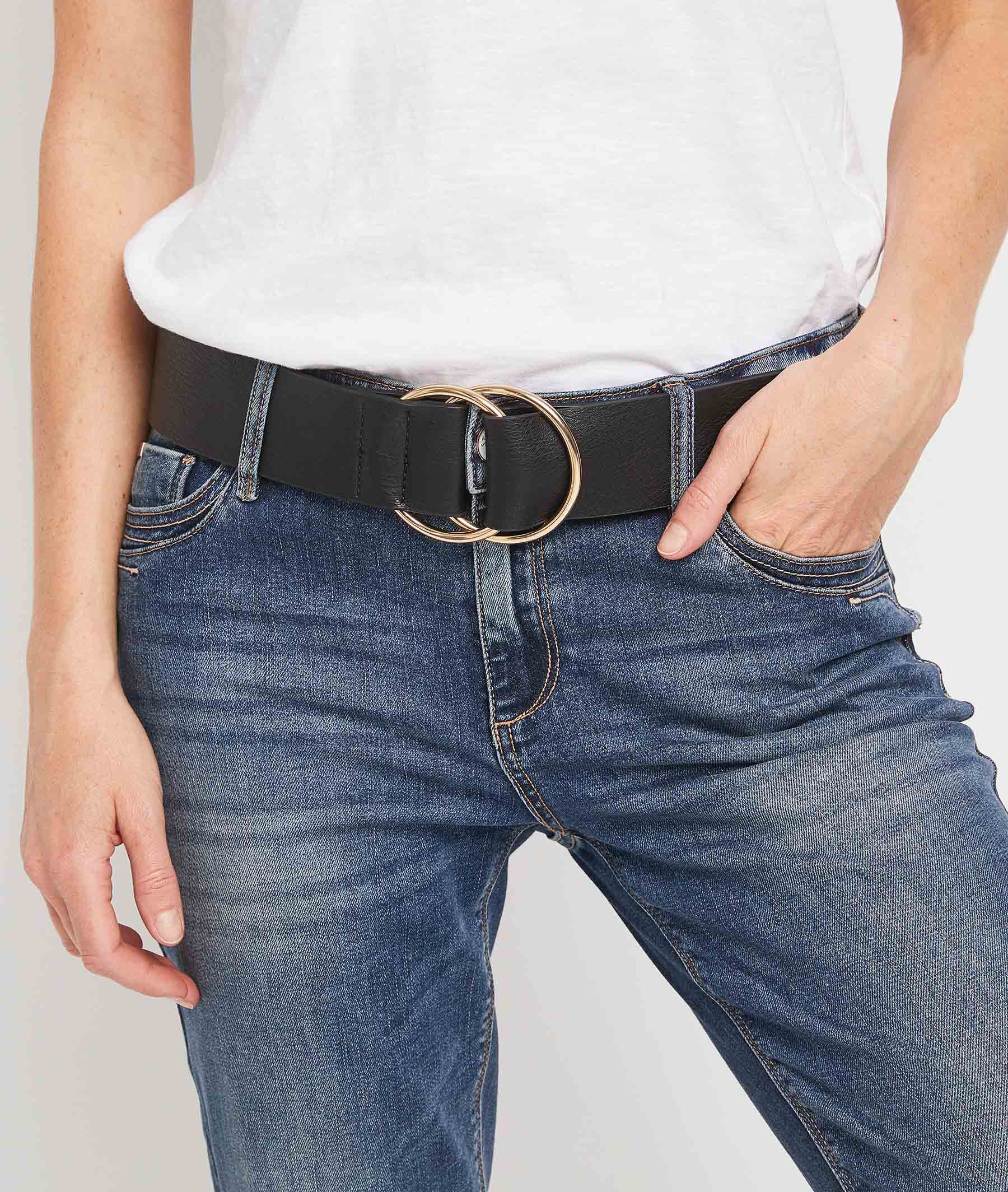 Ceinture à double boucle femme - NOIR