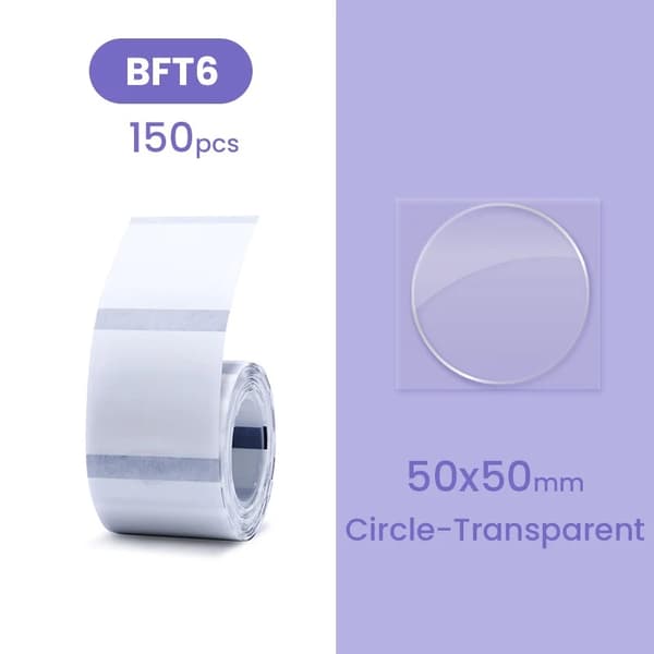 NIIMBOT-etikett for B21 / B1s 50x50 mm 150 stk / Rund / Gjennomsiktig
