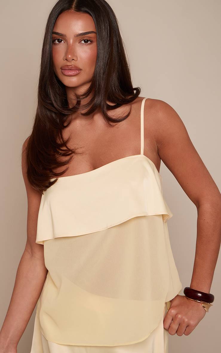 Citron Ensemble Haut Fluide Superposé En Satin