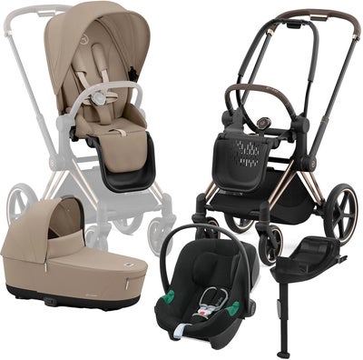 Cybex Priam Duovogn inkl. Aton B2 & Base, Cozy Beige/Rose Gold