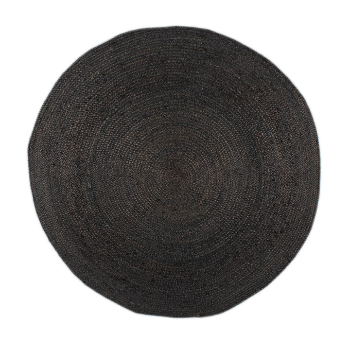 Jute vloerkleed Fair - Rond Zwart  | 100% natuurlijk