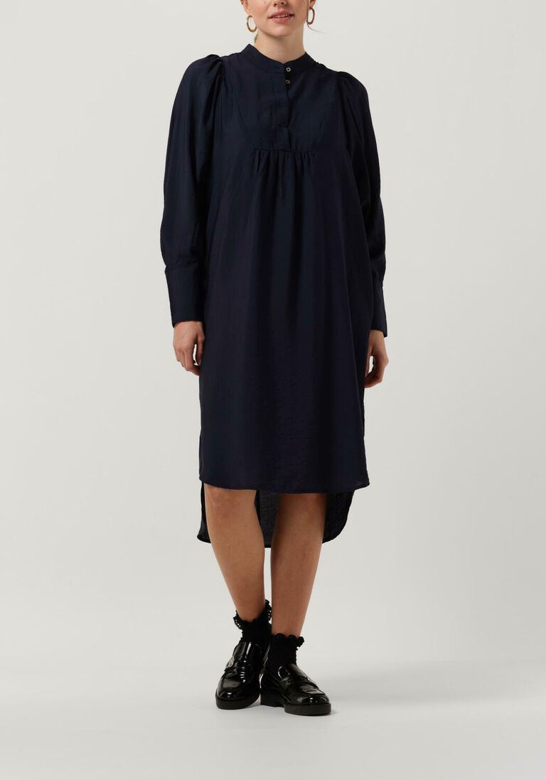 donkerblauwe co'couture midi jurk callum volume dress