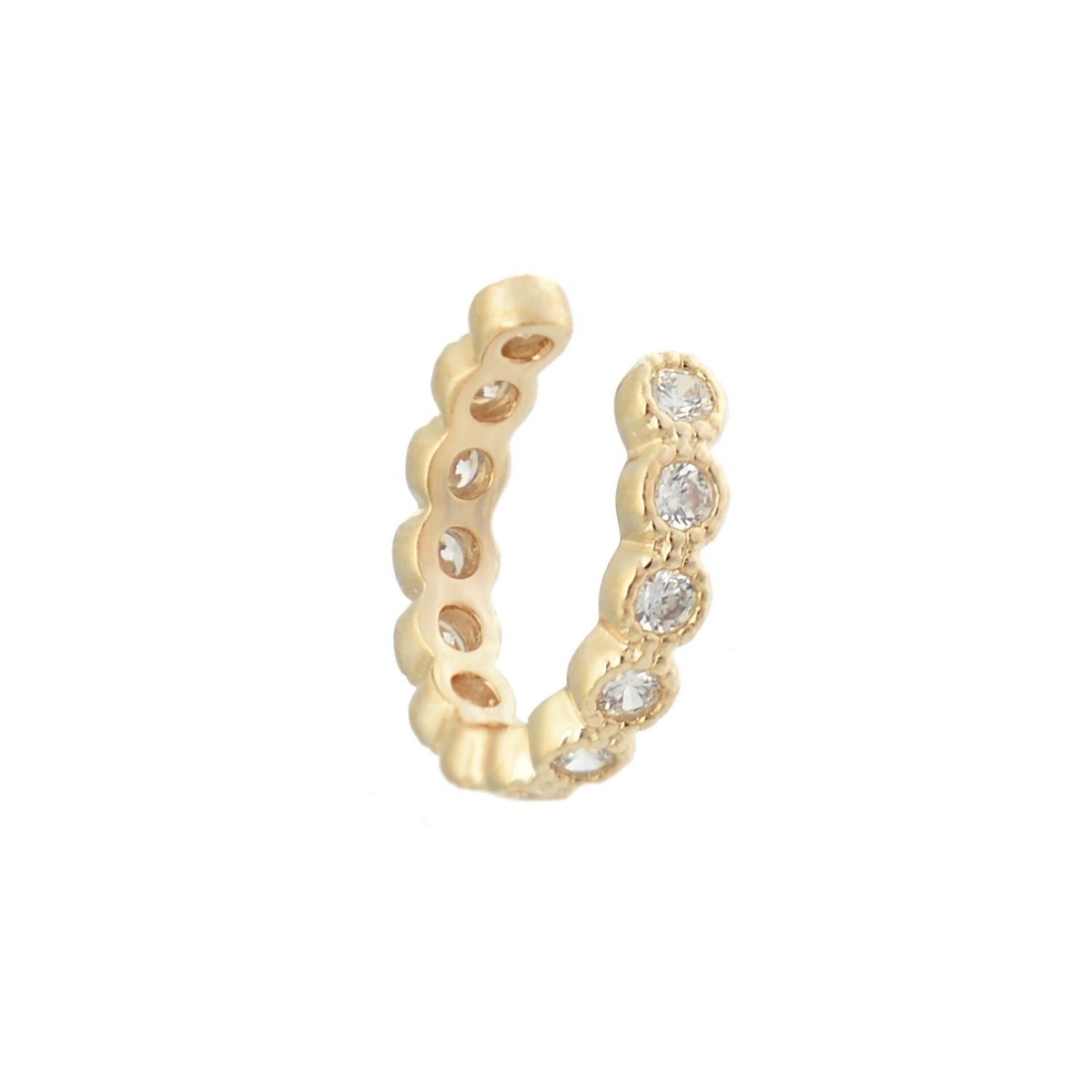 Clip d'oreille earcuff fil serti d'oxydes de zirconium Plaqué OR 750 3 microns