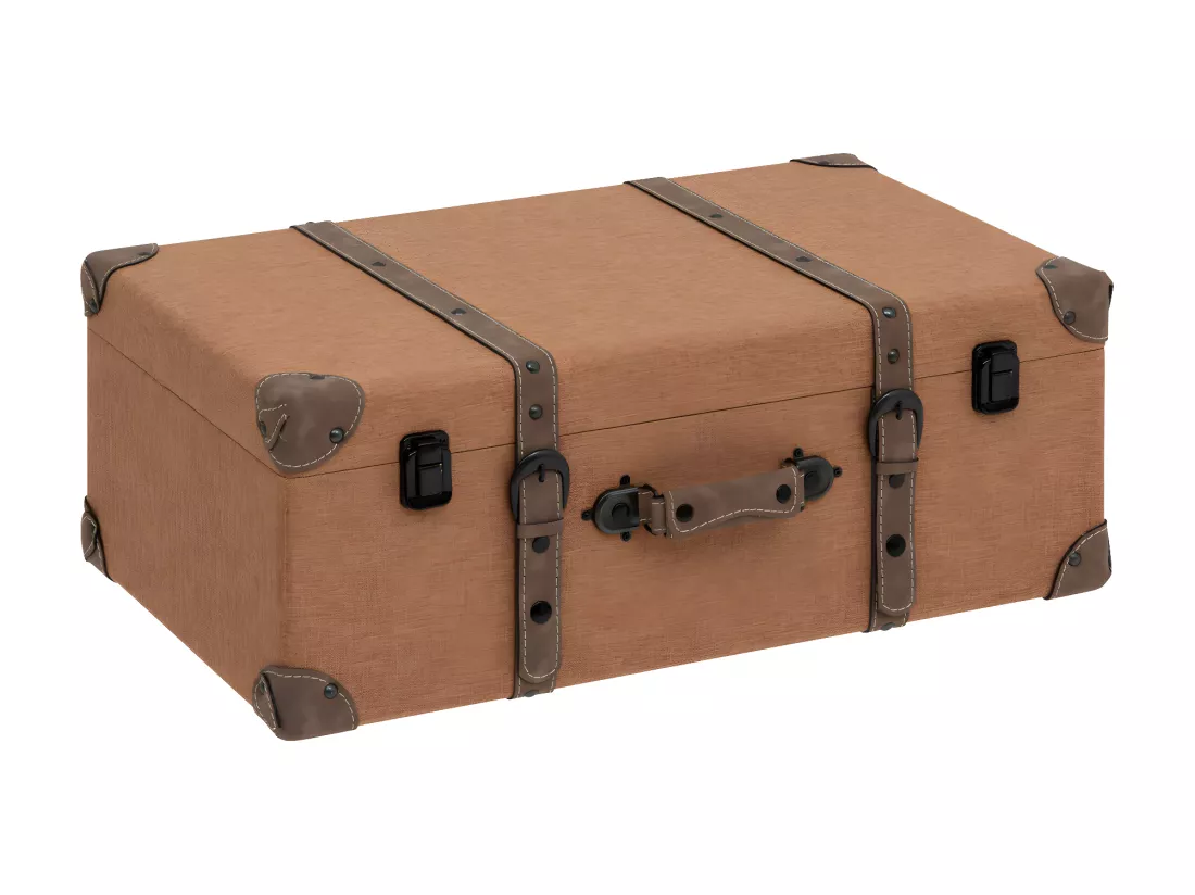 Set de 3 Malles de rangement Marron Caramel style Vintage L 60 L 55 et L 45 cm