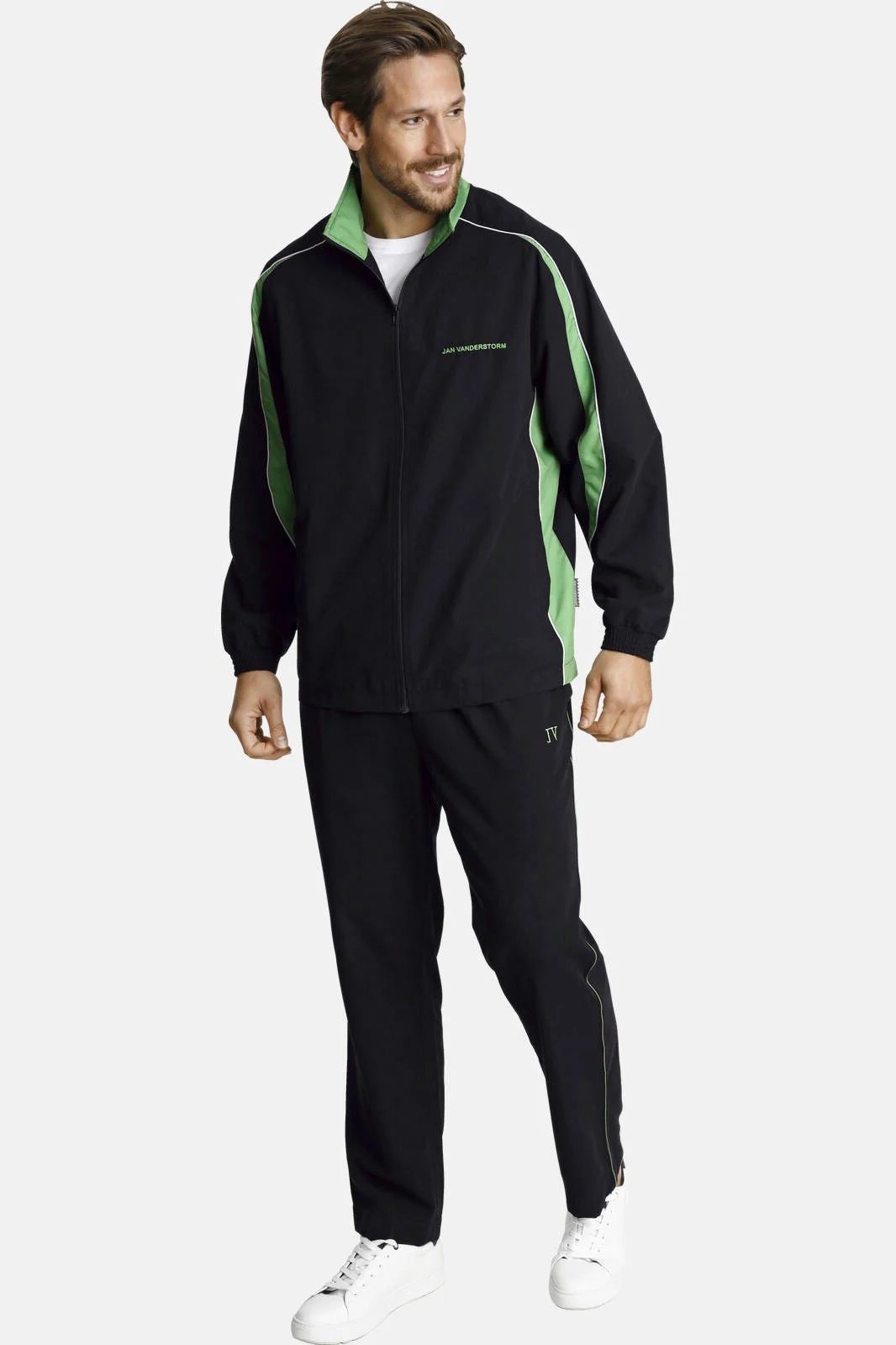 Jan Vanderstorm trainingspak Plus Size EIRIK zwart/groen