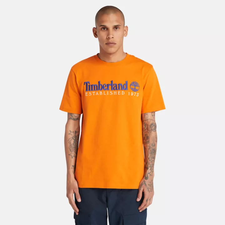 Camiseta masculina laranja da equipe Est. 1973